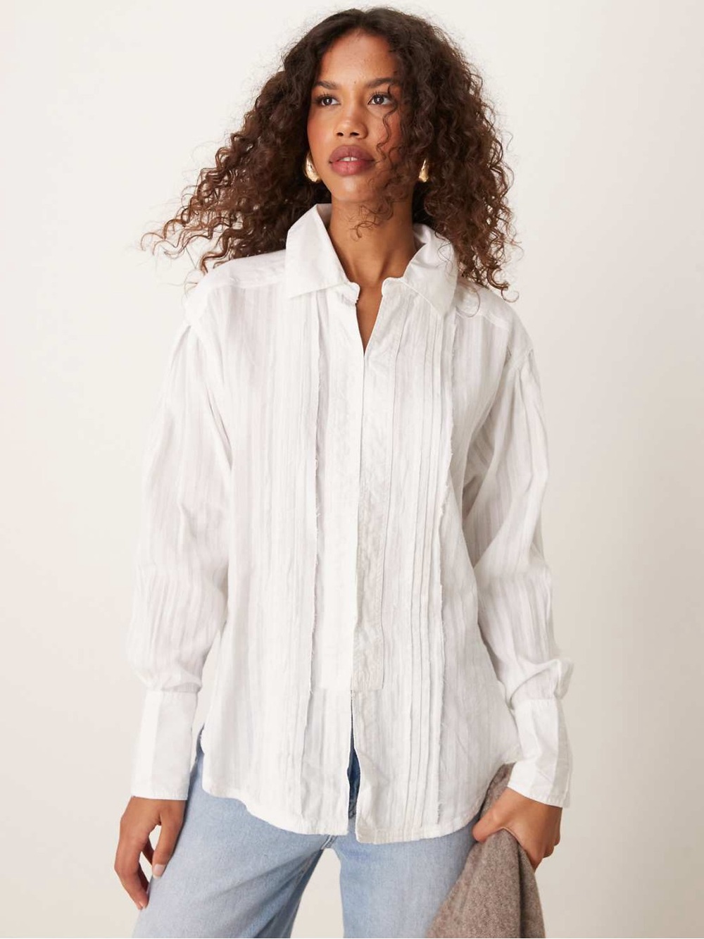 Free People 100% Cotton Tuxedo Oversized Shirt NWT